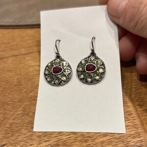 Elegant Silver and Red Earrings
